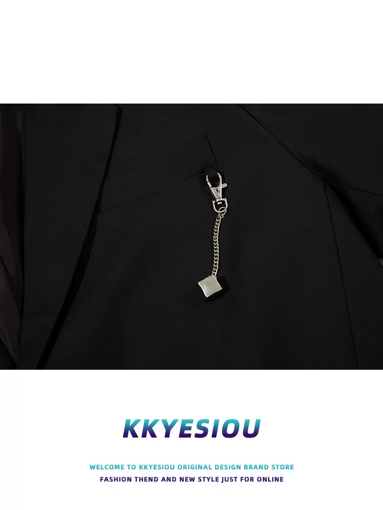 Áo khoác blazer thời trang thu đông KKyesiou2024 phong cách đường phố Mỹ dành cho nam và nữ, áo khoác lịch lãm, cá tính, phong cách hip-hop, nhẹ nhàng, trưởng thành.