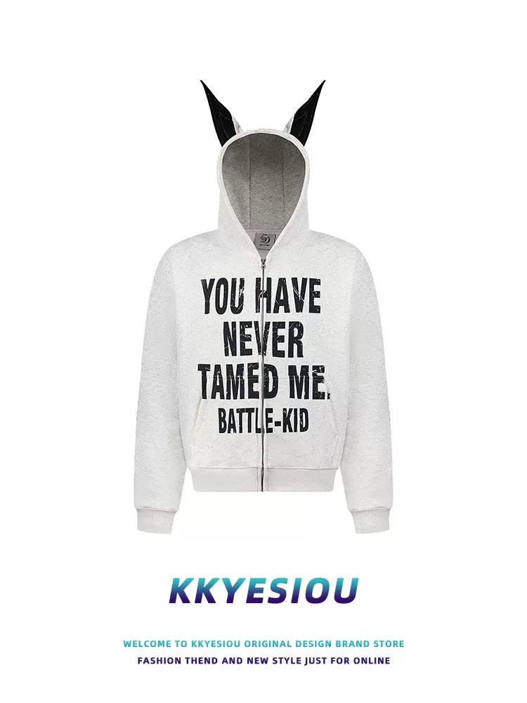 K787 Little Devil Doberman Dog Ear Speckled Print Áo hoodie Unisex Lười biếng Vui nhộn Áo khoác cổ điển kiểu Mỹ