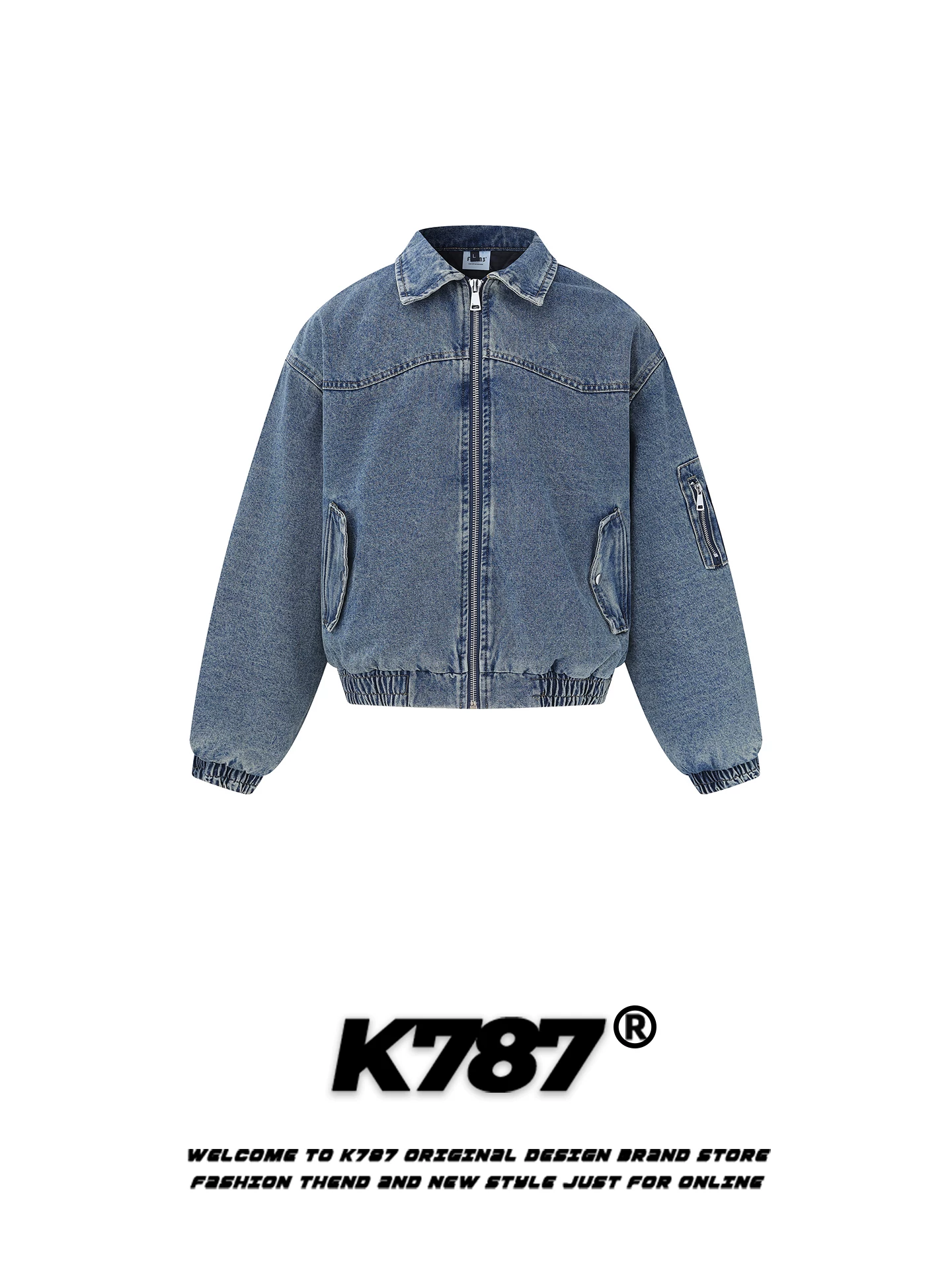 Áo khoác denim cotton cổ điển kiểu Mỹ K787, đã qua xử lý làm mềm, dành cho nam và nữ, thương hiệu thời thượng, ấm áp và dày dặn, phong cách và cá tính.