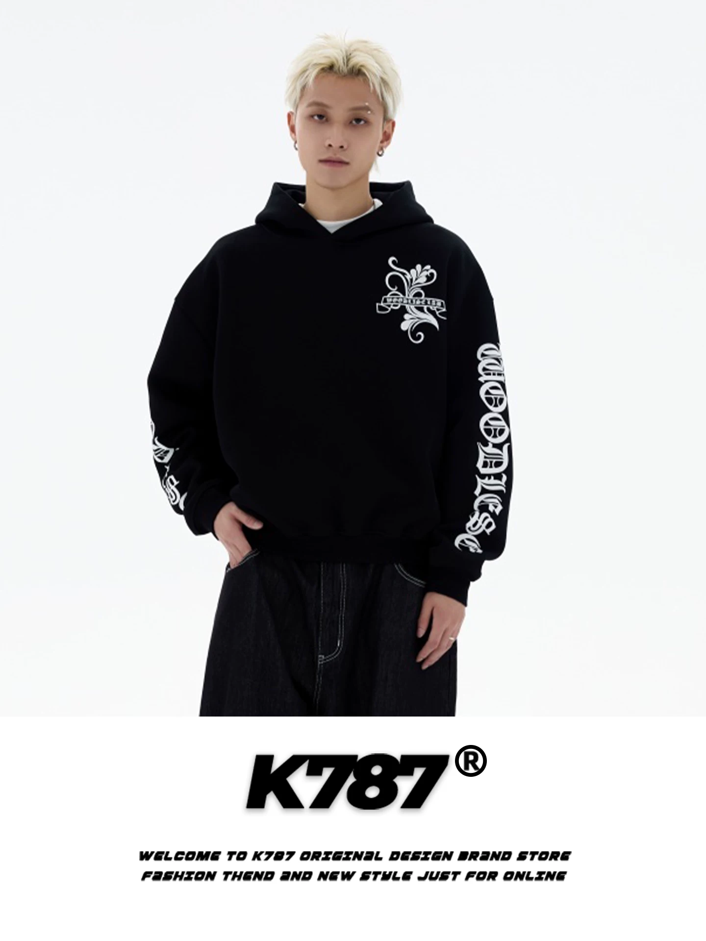 Áo hoodie in phong cách đường phố Gothic Mỹ K787, in chữ, dành cho nam và nữ, thời trang, cá tính, áo khoác cặp đôi hợp thời trang.