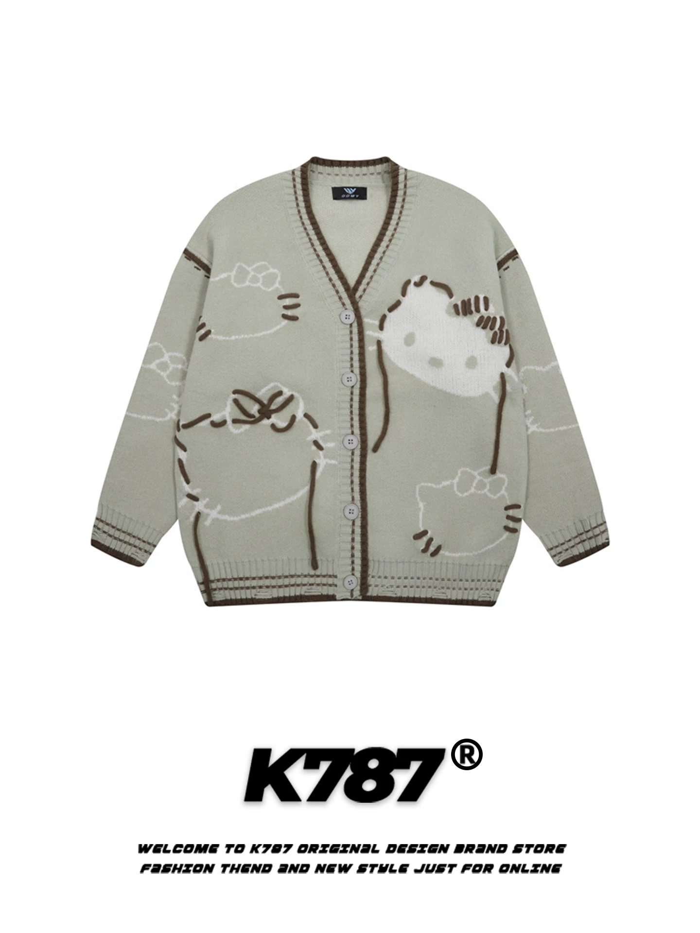 Áo len cardigan dáng rộng phong cách ngọt ngào kiểu Mỹ K787 dành cho nữ, áo khoác dệt kim ấm áp, trẻ trung, mùa thu đông