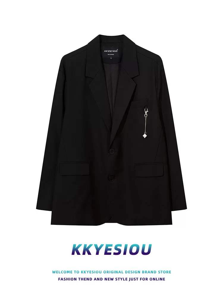 Áo khoác blazer thời trang thu đông KKyesiou2024 phong cách đường phố Mỹ dành cho nam và nữ, áo khoác lịch lãm, cá tính, phong cách hip-hop, nhẹ nhàng, trưởng thành.