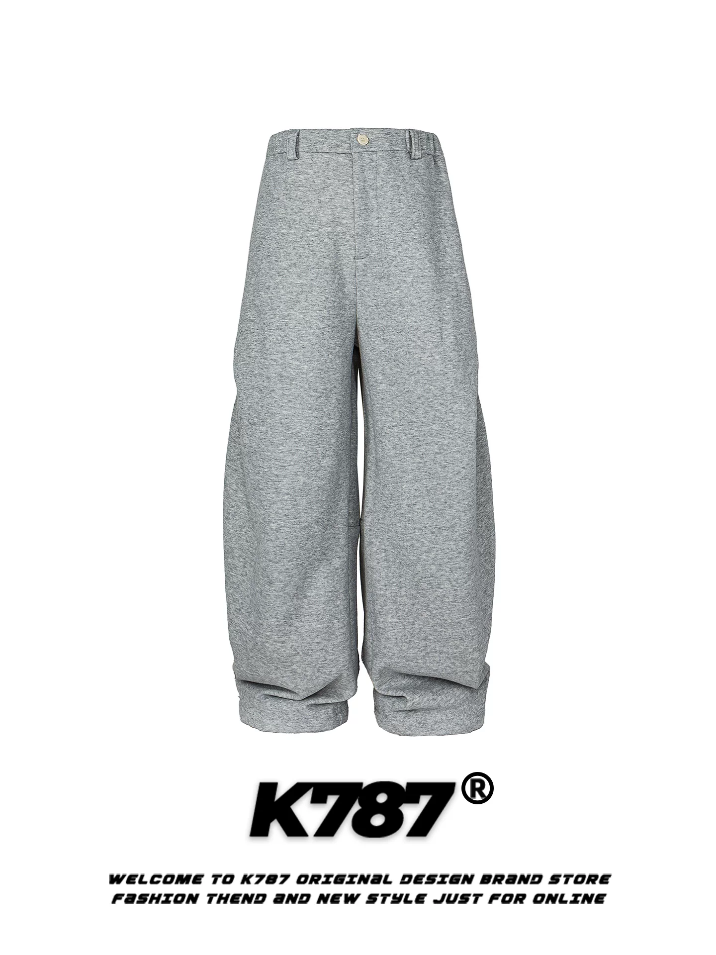 Quần jogger thể thao đơn giản phong cách đường phố Mỹ K787, màu trơn, unisex, dáng rộng, cạp cao, dài chấm đất, ống rộng