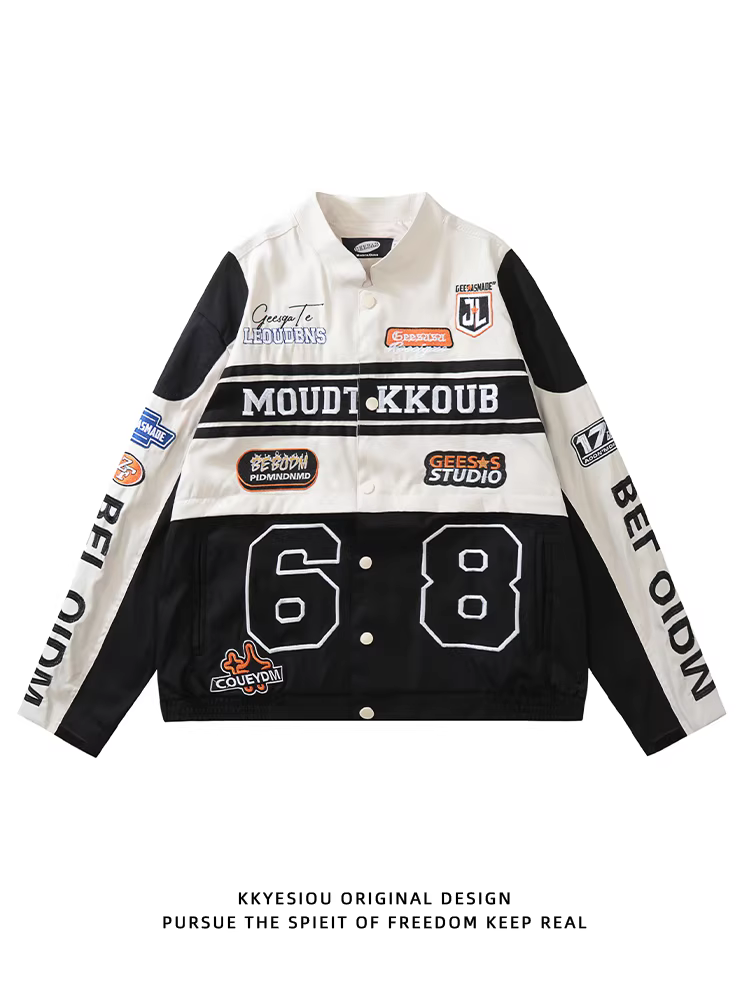 Áo khoác bóng chày thêu kiểu Mỹ cổ điển KKyesiou có thể tháo rời hợp thời trang dành cho nam và nữ, áo khoác cặp đôi dáng rộng đa năng phong cách hip-hop