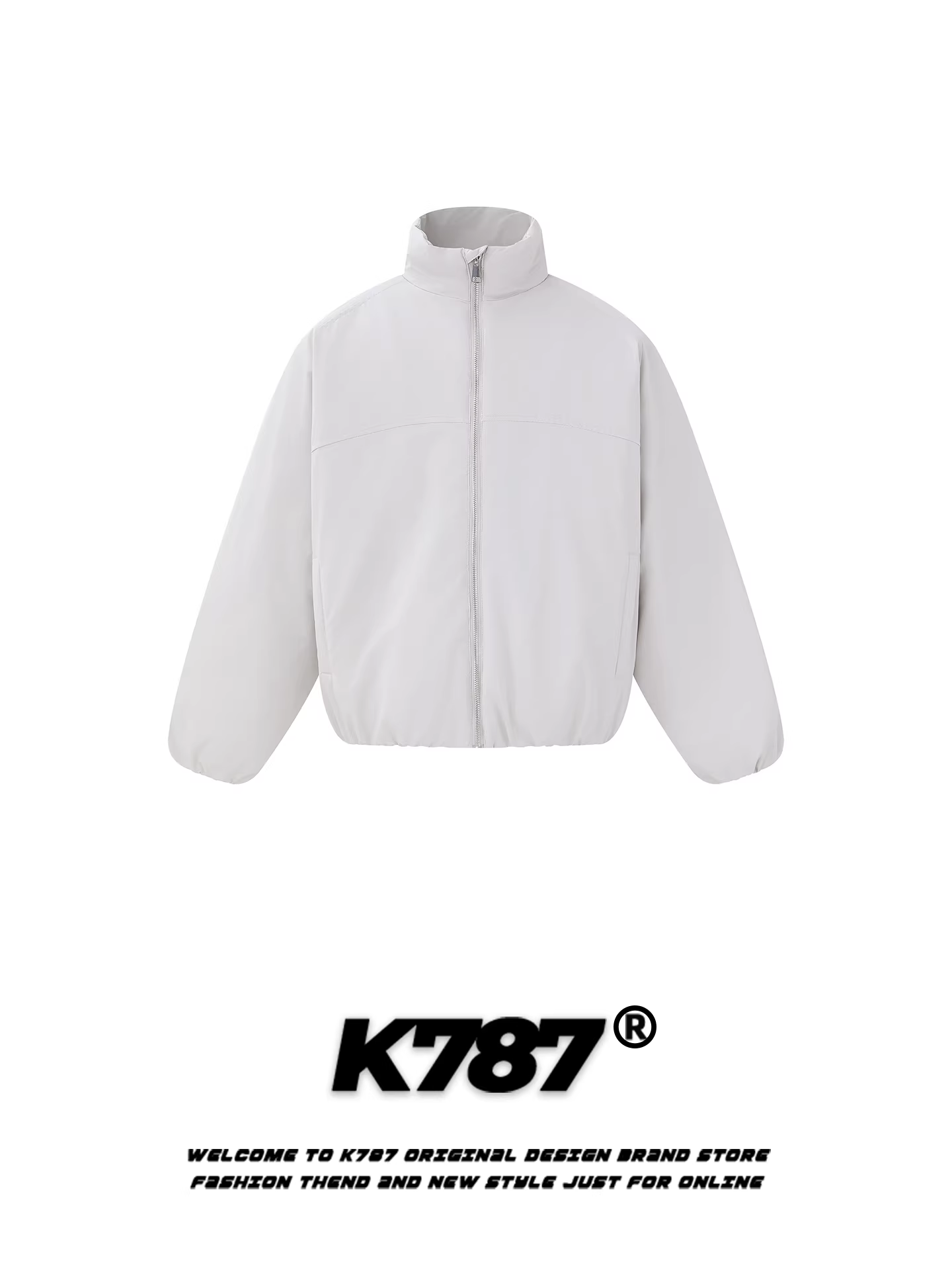 Áo khoác cotton cổ đứng màu trơn đơn giản kiểu Mỹ K787 dành cho nam và nữ, dáng rộng, ấm áp và dày dặn, áo khoác phao cặp đôi mùa đông 2025.