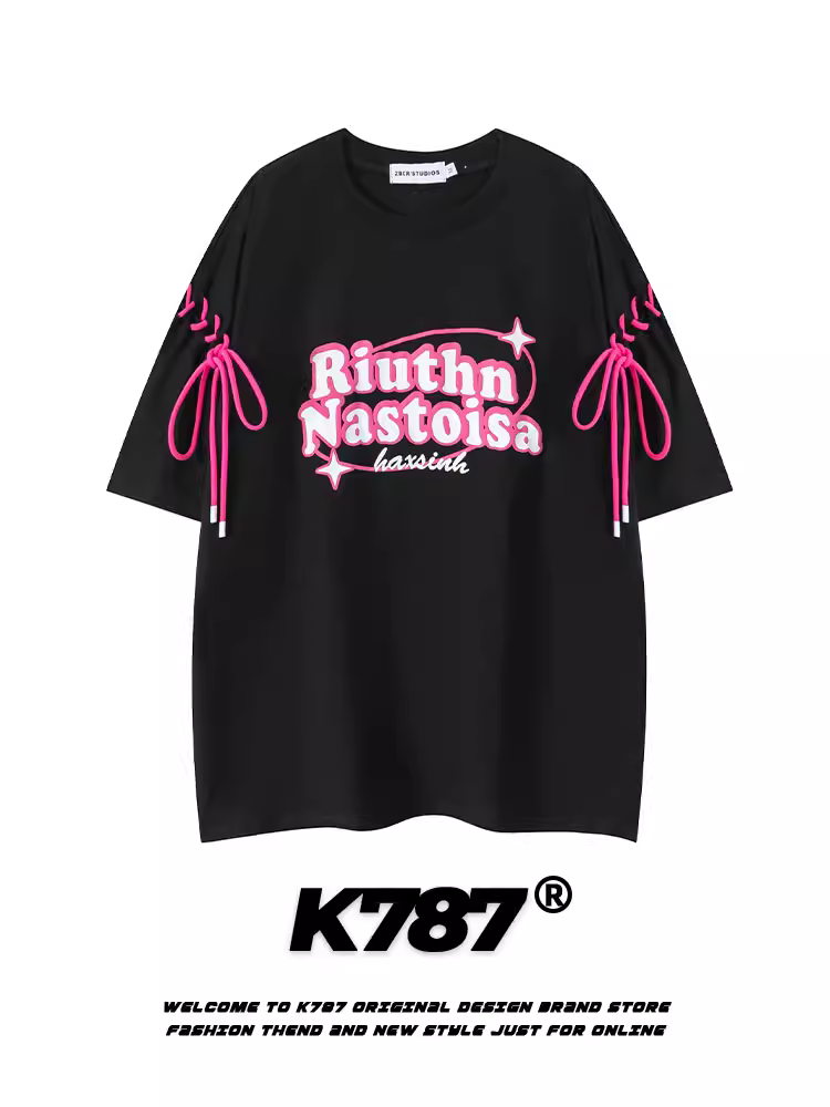 K787 Áo thun ngắn tay in chữ phong cách retro quốc gia Mỹ dành cho nam và nữ áo thun oversize dành cho cặp đôi