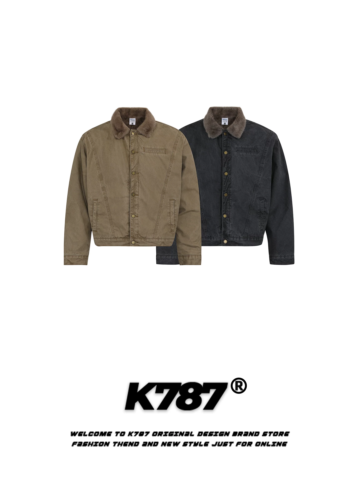 Áo khoác cotton dày cổ lông cổ điển Mỹ K787 dành cho nam và nữ, áo khoác denim dày kiểu phi công MA1