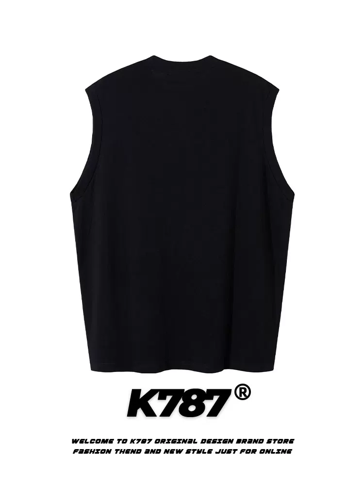 K787 Áo thun in hình quả táo theo phong cách retro Mỹ unisex thể thao đa năng áo lót oversize áo ba lỗ