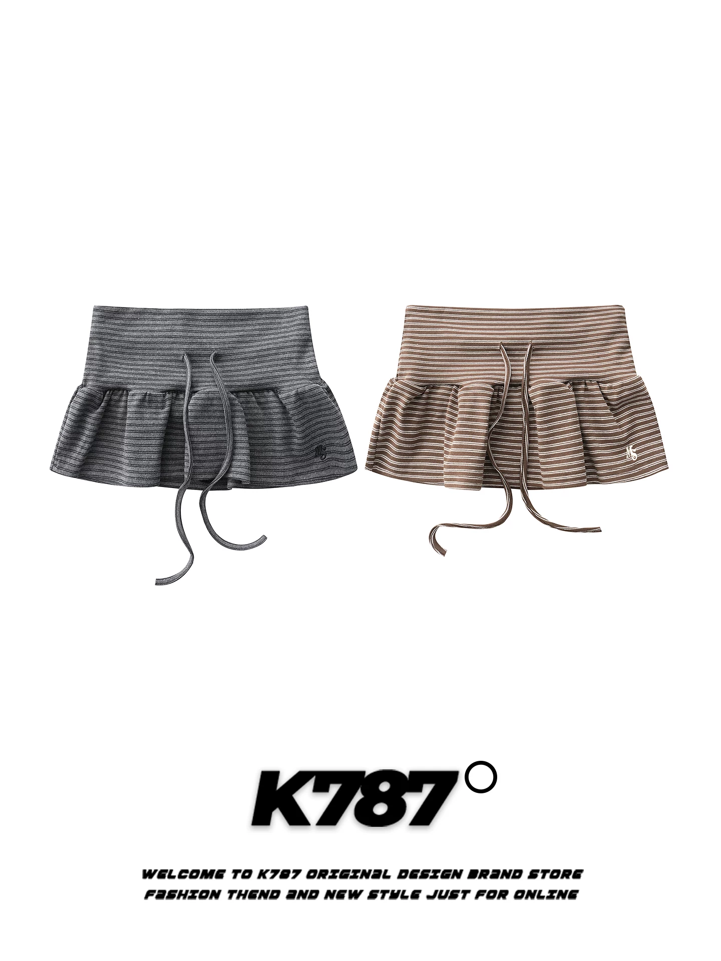 Váy buộc dây sọc cổ điển kiểu Mỹ K787 dành cho nữ, kiểu dáng thắt eo giản dị, phong cách cô gái cá tính, phong cách lười biếng, phong cách ngọt ngào và cá tính, váy ngắn tôn dáng.