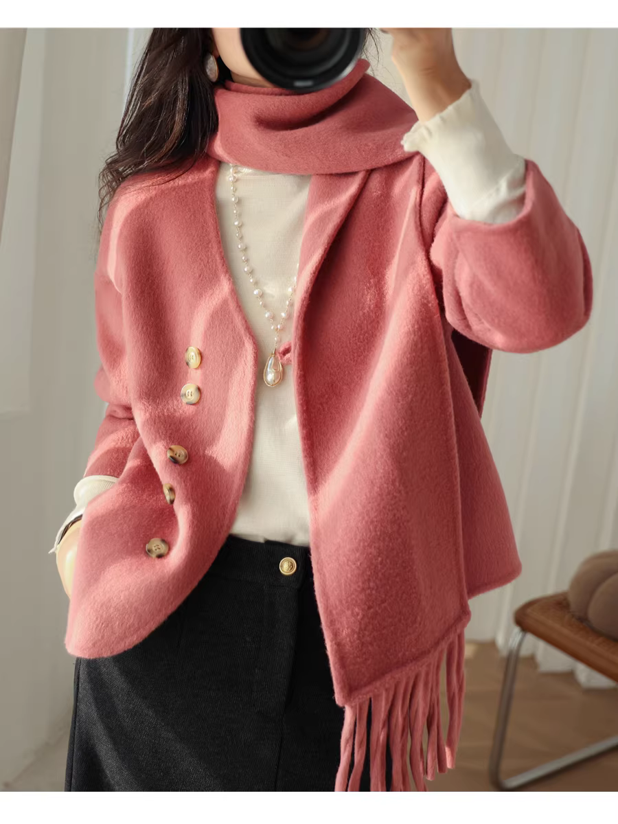 Ưu đãi đặc biệt siêu giá trị Mứt đậu đỏ năm mới màu hồng ~ dịu nhẹ và làm đẹp làn da, siêu mềm mại và xốp, kết hợp với khăn quàng cổ, áo khoác len hai mặt thủ công dành cho nữ