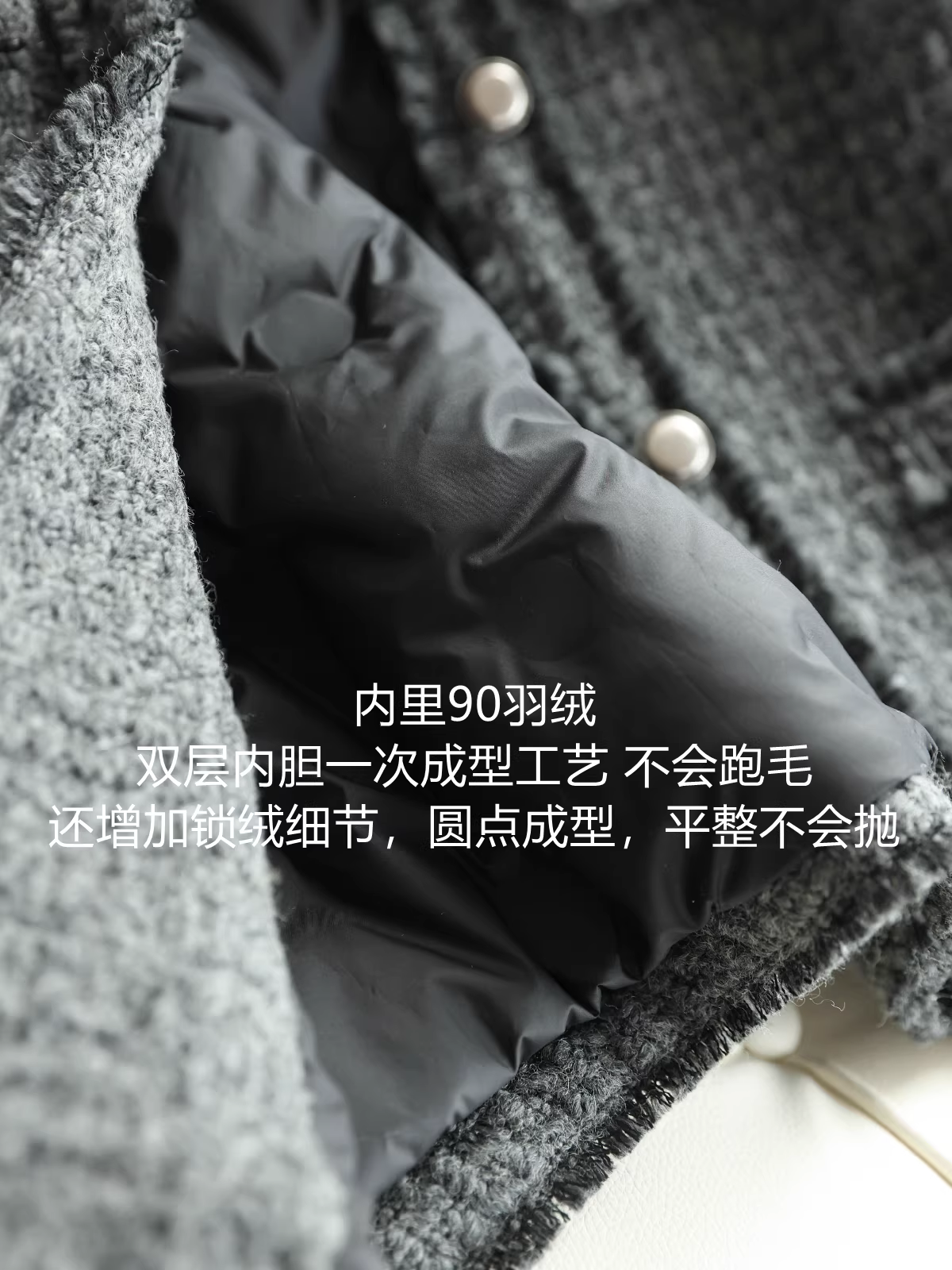 Áo khoác ngắn bằng vải len tweed 90% kiểu Chanel dành cho phụ nữ nhỏ nhắn mùa thu đông