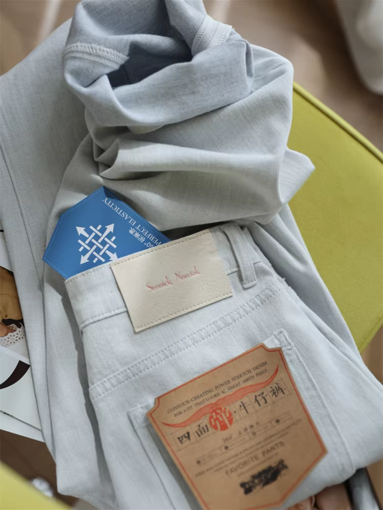 Màu xám sương mù hợp thời trang! Quần denim mỏng co giãn bốn chiều siêu mềm, cạp cao, tôn dáng, ống thẳng, quần ống rộng hẹp dành cho nữ trong mùa hè.