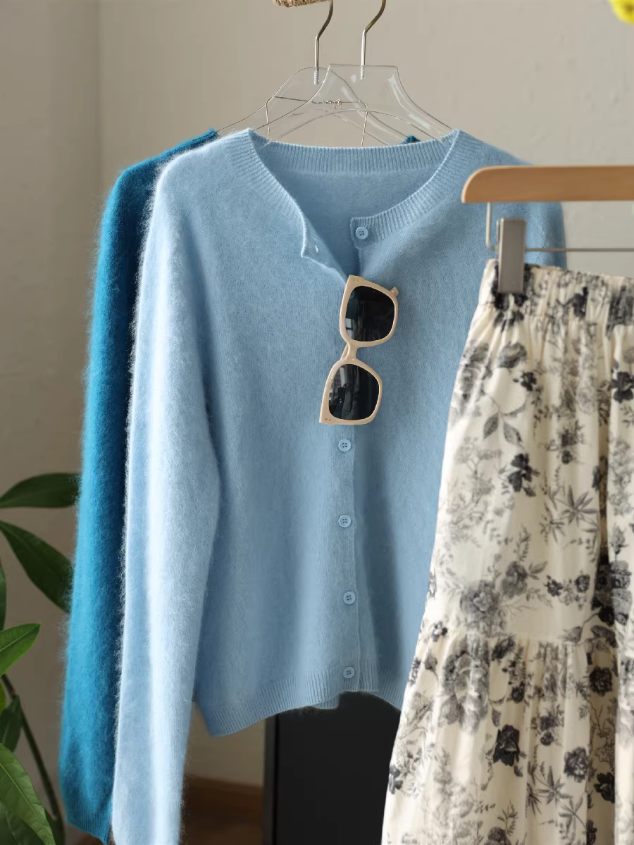 Hàng chất lượng cao! Giá hời ngoài mùa! Áo len cashmere lót lông dày 230g, cổ tròn liền mạch, dành cho nữ, mùa thu đông.