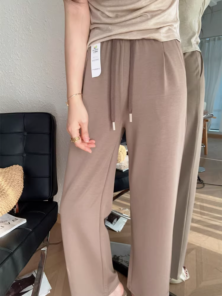 Quý ông sợi học Yasel! Quần dài dáng rộng lưng cao co giãn mềm mại và bay bổng, quần ống đứng ôm dáng dành cho nữ, mùa hè.