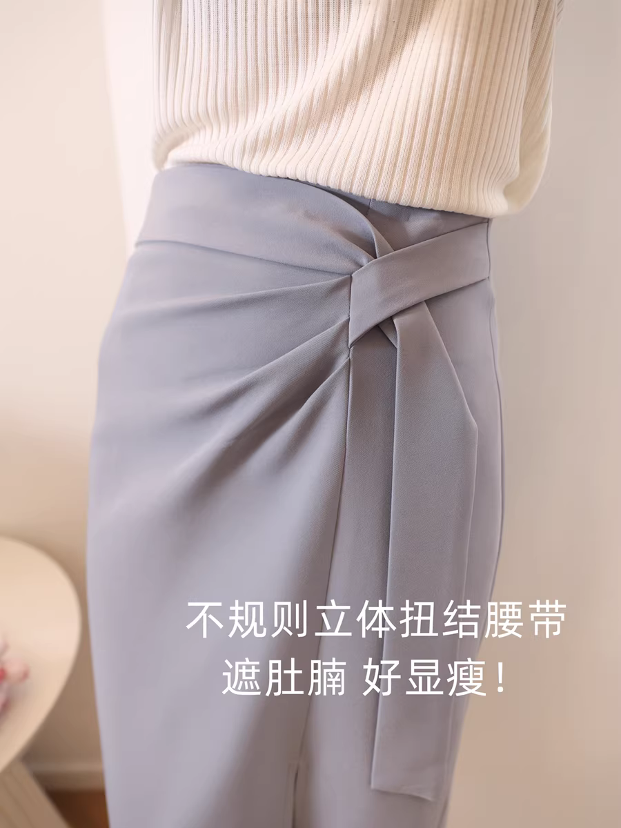 Thiết kế bất đối xứng, tôn dáng và che bụng! Váy công sở đi làm, chất liệu trơn màu, xẻ tà, lưng cao, dáng chữ A.