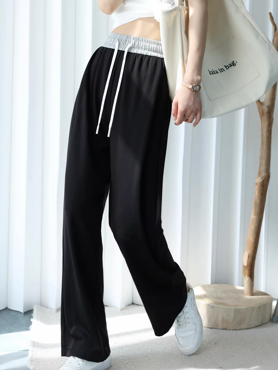 Đào Vương Gia! Giá bán lẻ trên 1700! Quần ống rộng, cạp chun phối màu, dáng rộng, tôn dáng, quần suông nữ, kiểu mới mùa hè.