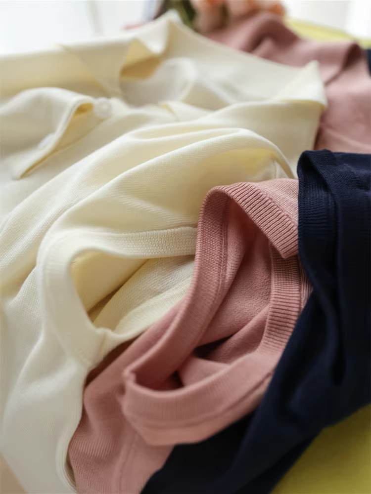 Áo thun nữ tay ngắn kiểu dáng ôm dáng, chất liệu 100% lyocell, cổ polo, tay phồng rộng, kiểu dáng mùa hè mới