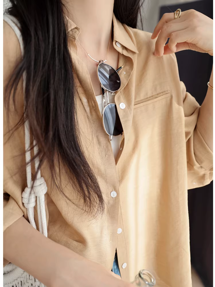 Chỉ có 45 chiếc! Áo sơ mi Tencel mát mẻ, áo sơ mi dài tay nhẹ và mỏng, áo cardigan chống nắng rộng rãi và đa năng dành cho phụ nữ trong mùa hè.