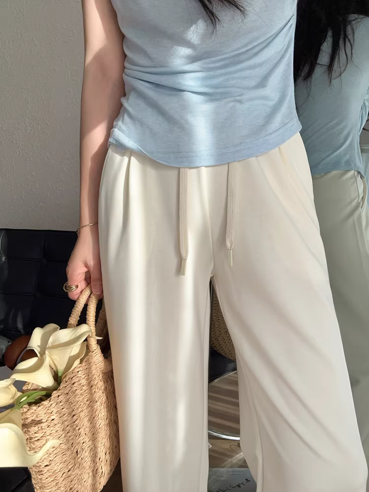 Quý ông sợi học Yasel! Quần dài dáng rộng lưng cao co giãn mềm mại và bay bổng, quần ống đứng ôm dáng dành cho nữ, mùa hè.