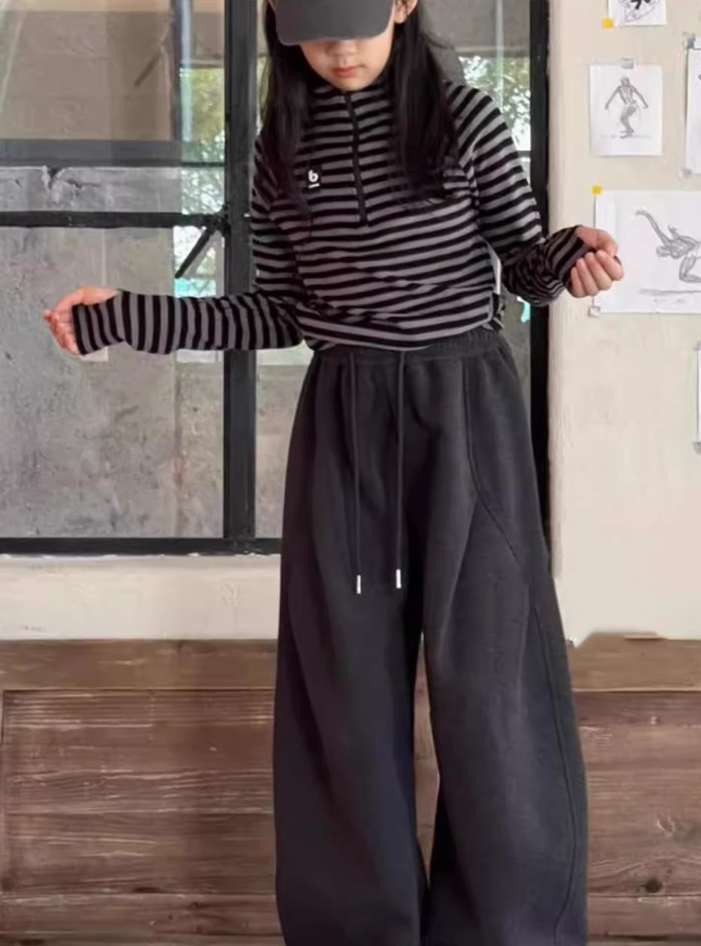 Quần thường ngày lót lông cừu cho bé gái và bé trai, quần thể thao, quần ống cong, quần ống rộng mùa thu đông, quần ống rộng dáng thẳng cho trẻ em, hợp thời trang.