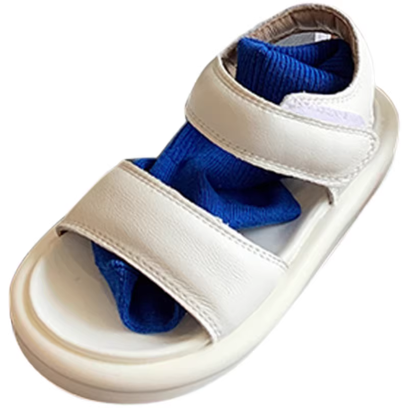 Dép da thật cho bé gái mùa hè 2025 kiểu Hàn Quốc mới, giày đi biển đế mềm cho bé trai, giày La Mã hở mũi cho bé