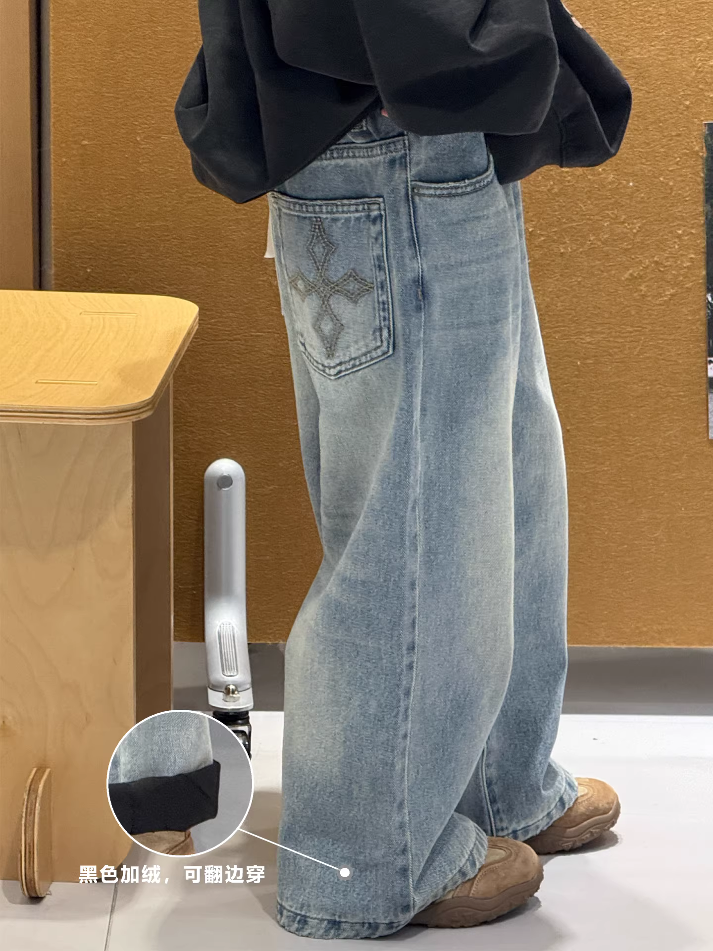 Quần lót lông cừu cho bé gái, quần jean lót lông cừu cho trẻ em, quần áo mùa đông cho trẻ lớn, quần ống đứng thời trang, quần thường ngày cho bé trai