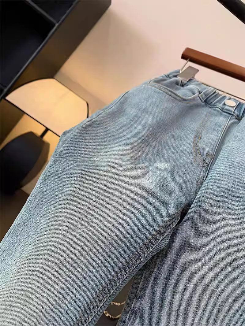 Quần jean loe nữ trẻ em, quần dài suông lưng cao, dáng rộng, tôn dáng, mặc thường ngày, mùa xuân hè