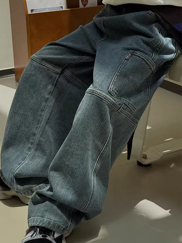 Quần cargo denim bé trai bé gái thu đông 2025, quần ống đứng đa năng cho trẻ lớn, quần dài kiểu dáng xu hướng