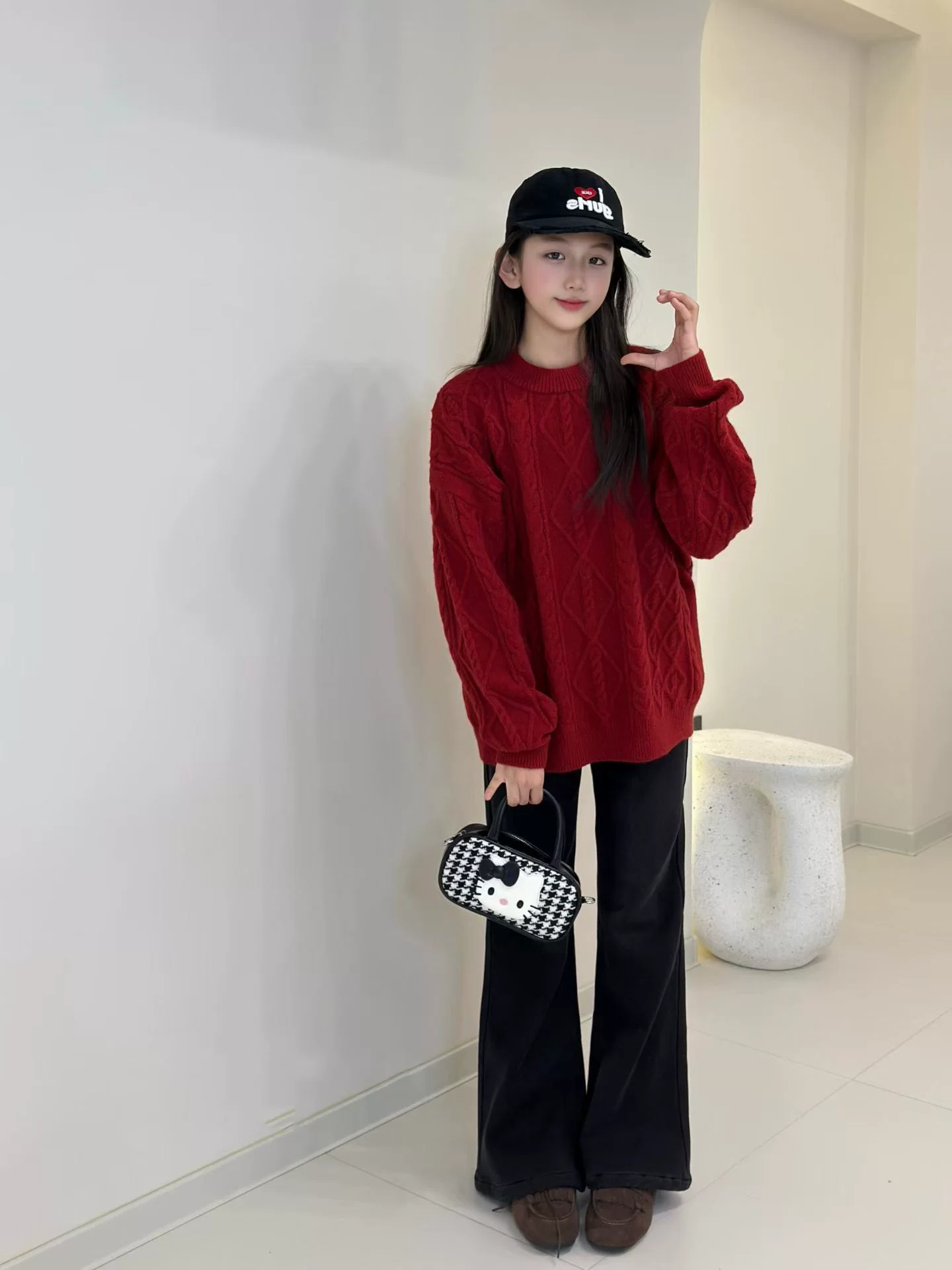 Quần jean lót lông cừu dành cho mùa thu đông, kiểu dáng hẹp, ống rộng, rộng rãi, dày dặn, ống thẳng, quần áo trẻ em thường ngày và sành điệu dành cho bé gái.