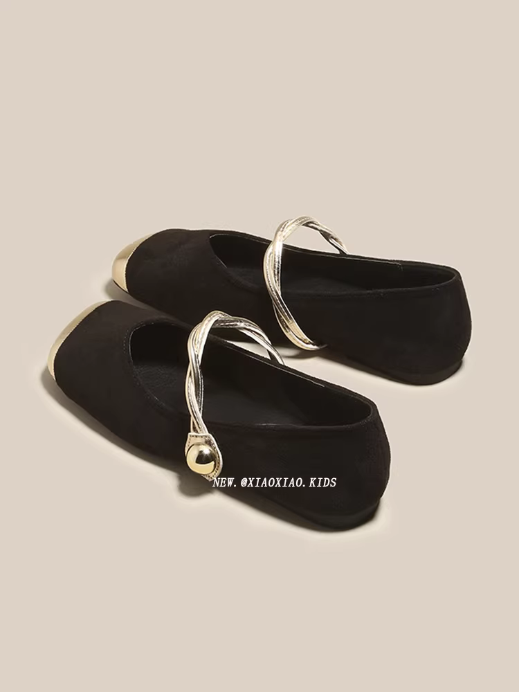 Giày bệt nữ bé gái mũi nông, kiểu xuân thu mới 2025, giày Mary Jane mũi vuông dành cho bé gái.