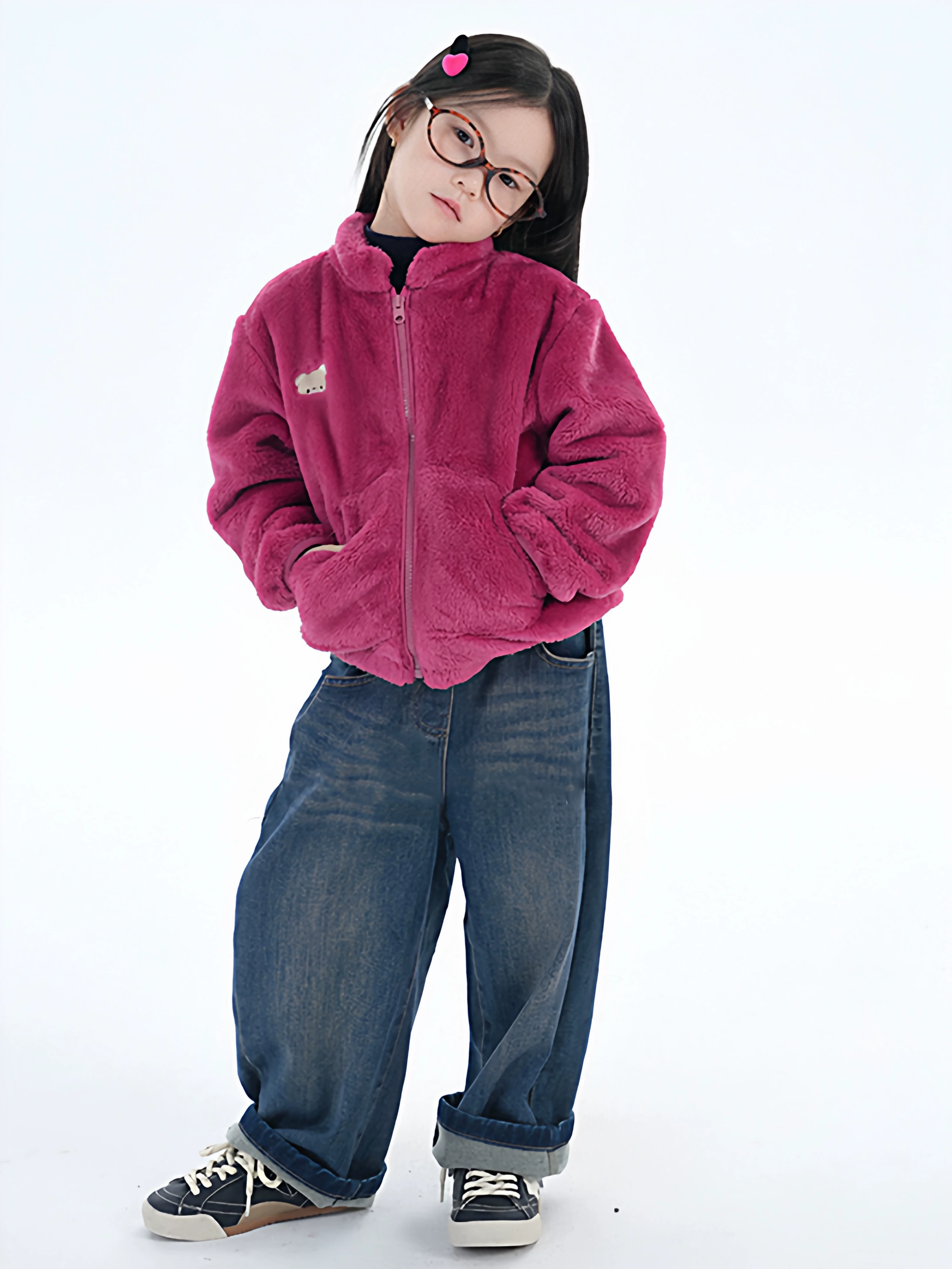 Quần jean lông cừu cổ điển dành cho nữ 25 mùa thu đông mới phong cách Hàn Quốc quần âu cho trẻ lớn quần ống rộng dáng thẳng