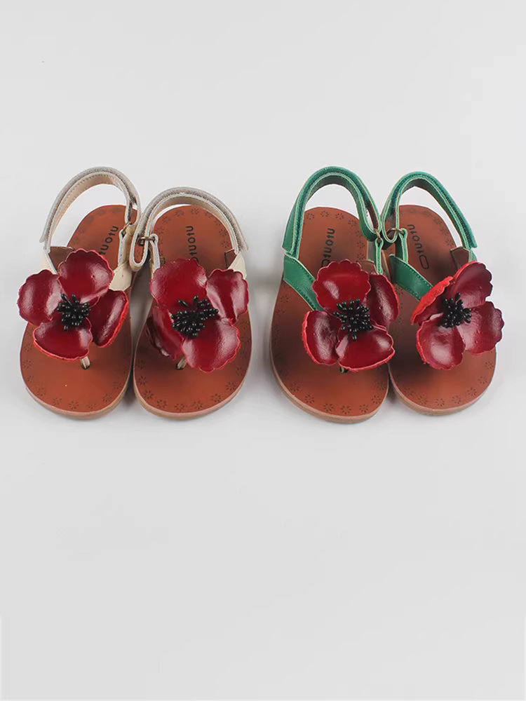 Giày dép nữ, dép xỏ ngón hoa, kiểu mới hè 2025, giày đi biển thời trang trẻ em, giày trẻ em đế mềm thời trang
