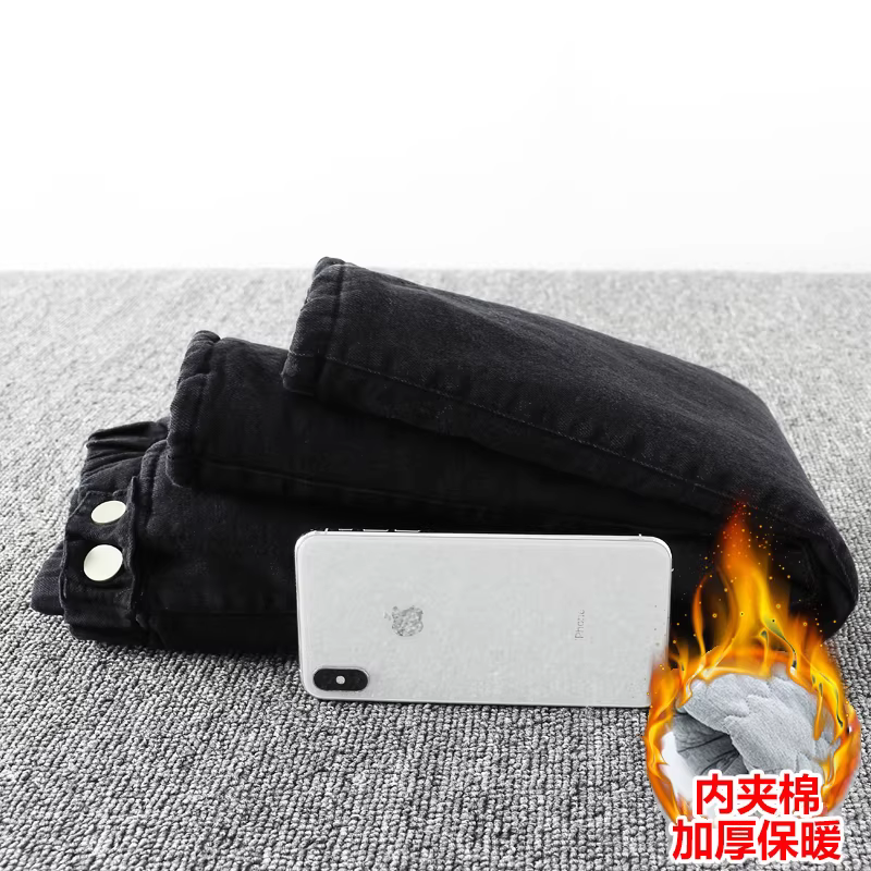 Quần jeans dày lót lông cừu cho trẻ em mùa đông 2025, quần cotton dày giữ ấm cho bé trai, quần cotton cho bé gái