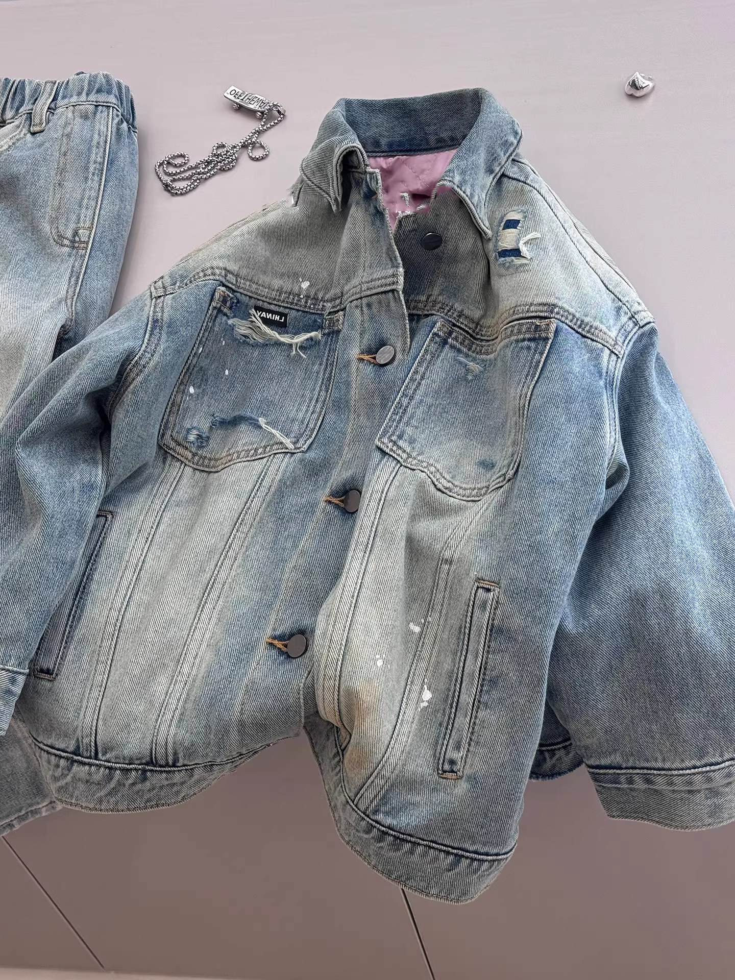 Áo khoác denim chần bông cho bé trai, thời trang đường phố phong cách mùa thu, quần áo trẻ em, áo khoác rộng, áo khoác cotton mỏng cho bé gái