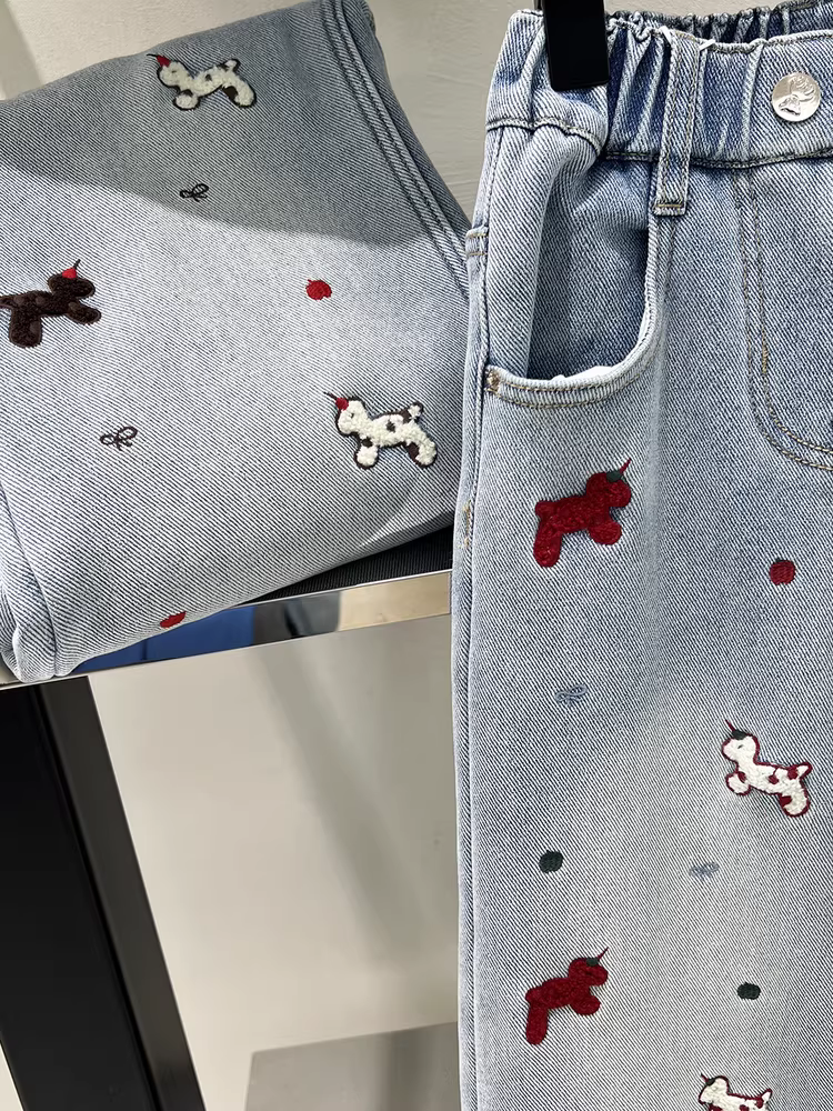 Quần denim ống thẳng có lót lông cừu mùa đông dành cho nữ, quần ống rộng siêu mềm, quần dài chạm sàn, quần dài nhỏ nhắn, hợp thời trang.