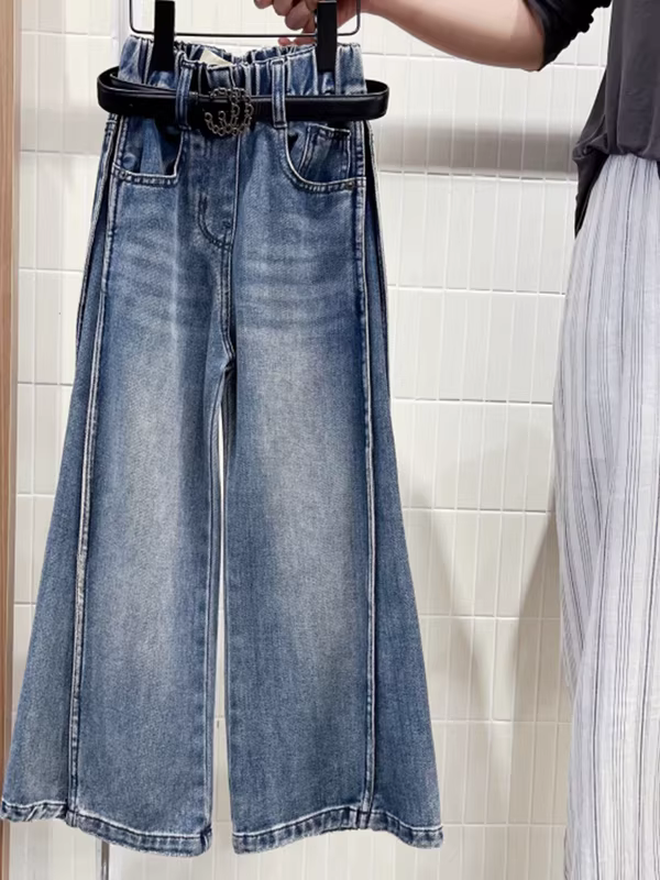 Quần jeans bé gái thu đông 2025 kiểu mới phong cách Hàn Quốc đa năng quần loe quần thường