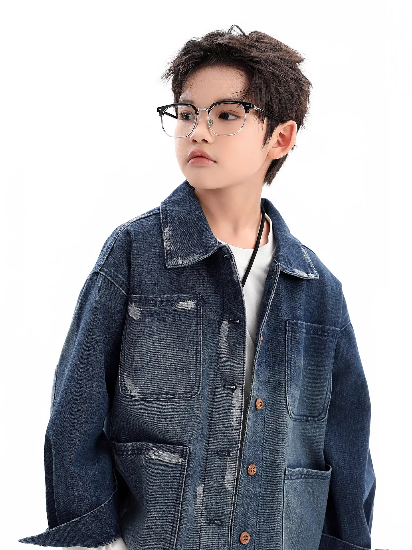 Áo khoác denim cho bé trai Quần áo mùa thu Quần áo trẻ em lớn cho bé trai Áo khoác bé gái Áo dài tay Áo khoác denim sành điệu dáng rộng giản dị