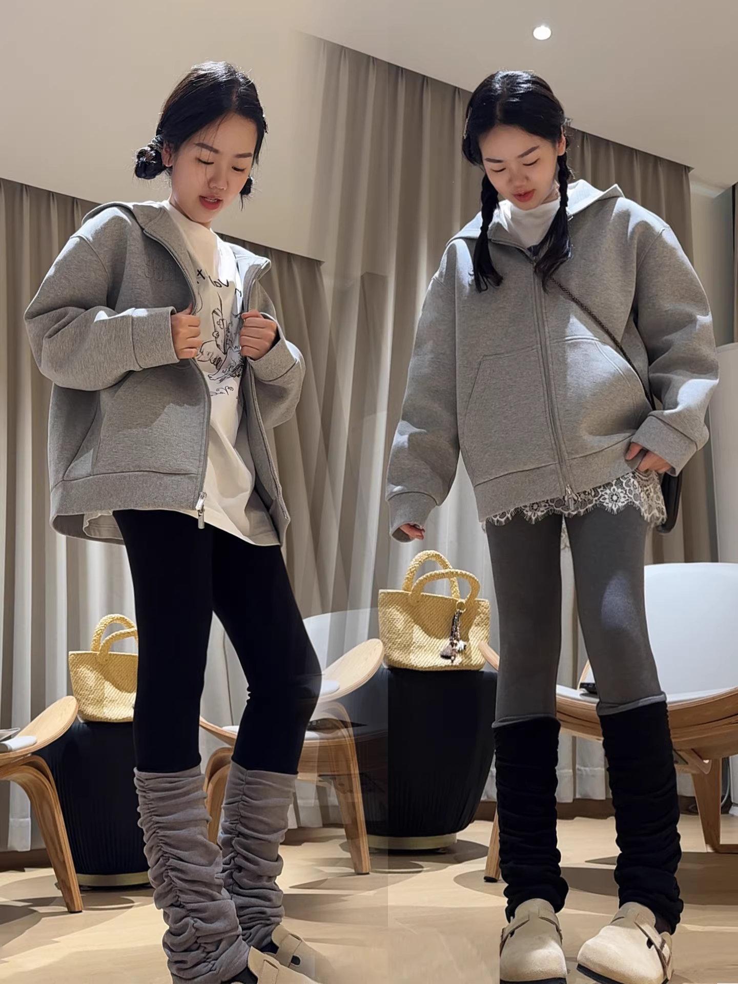 Áo khoác có mũ màu xám mới mùa thu năm 2025 dành cho bé gái, áo khoác có khóa kéo thông thường dành cho trẻ lớn hơn, áo khoác thể thao nhỏ nhắn