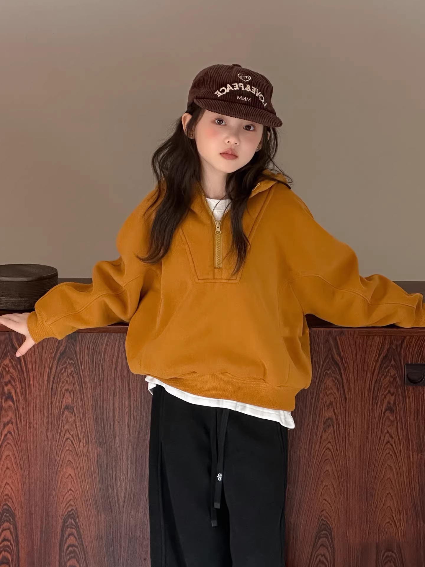 Quần áo trẻ em, áo len lông cừu trẻ em, áo nửa khóa kéo cho bé gái, áo lót mùa thu đông cho bé trai, áo khoác có mũ trùm đầu rộng rãi cho trẻ lớn