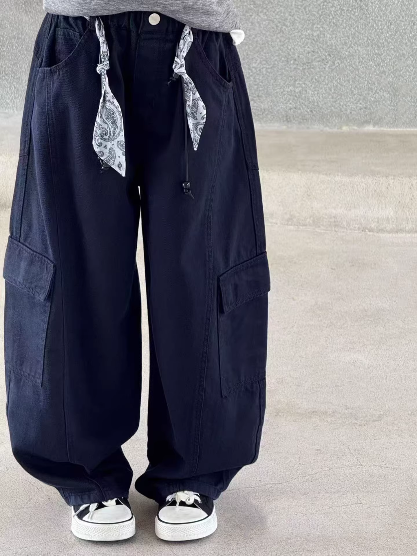 Quần cargo nữ xuân thu 2025 kiểu Hàn Quốc mới, cạp cao, dáng rộng, ống thẳng, dài, phong cách thường ngày dành cho trẻ lớn