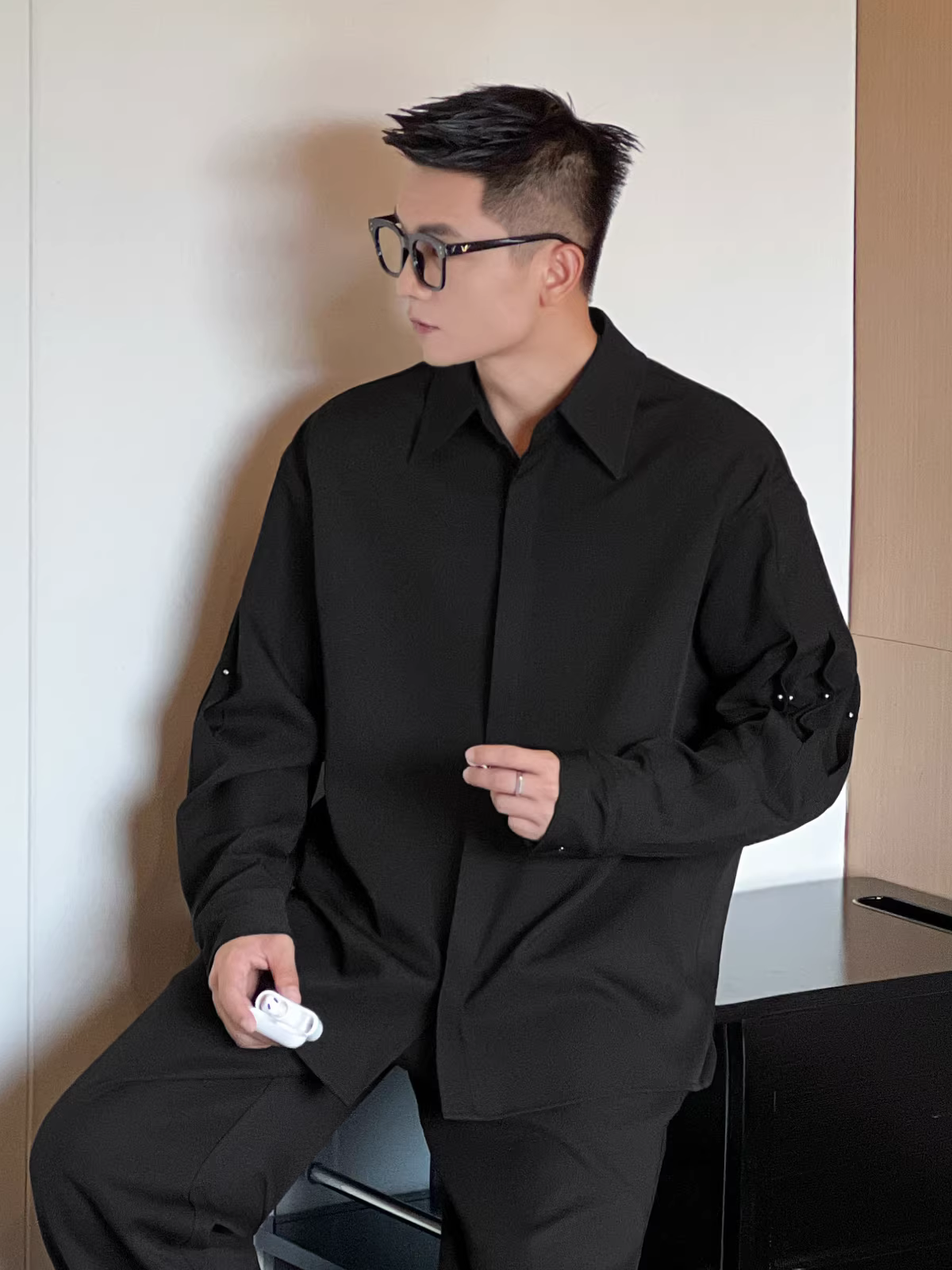 Áo sơ mi nam dài tay thiết kế xếp ly số 22, mang lại cảm giác cao cấp, áo sơ mi giản dị và đa năng.