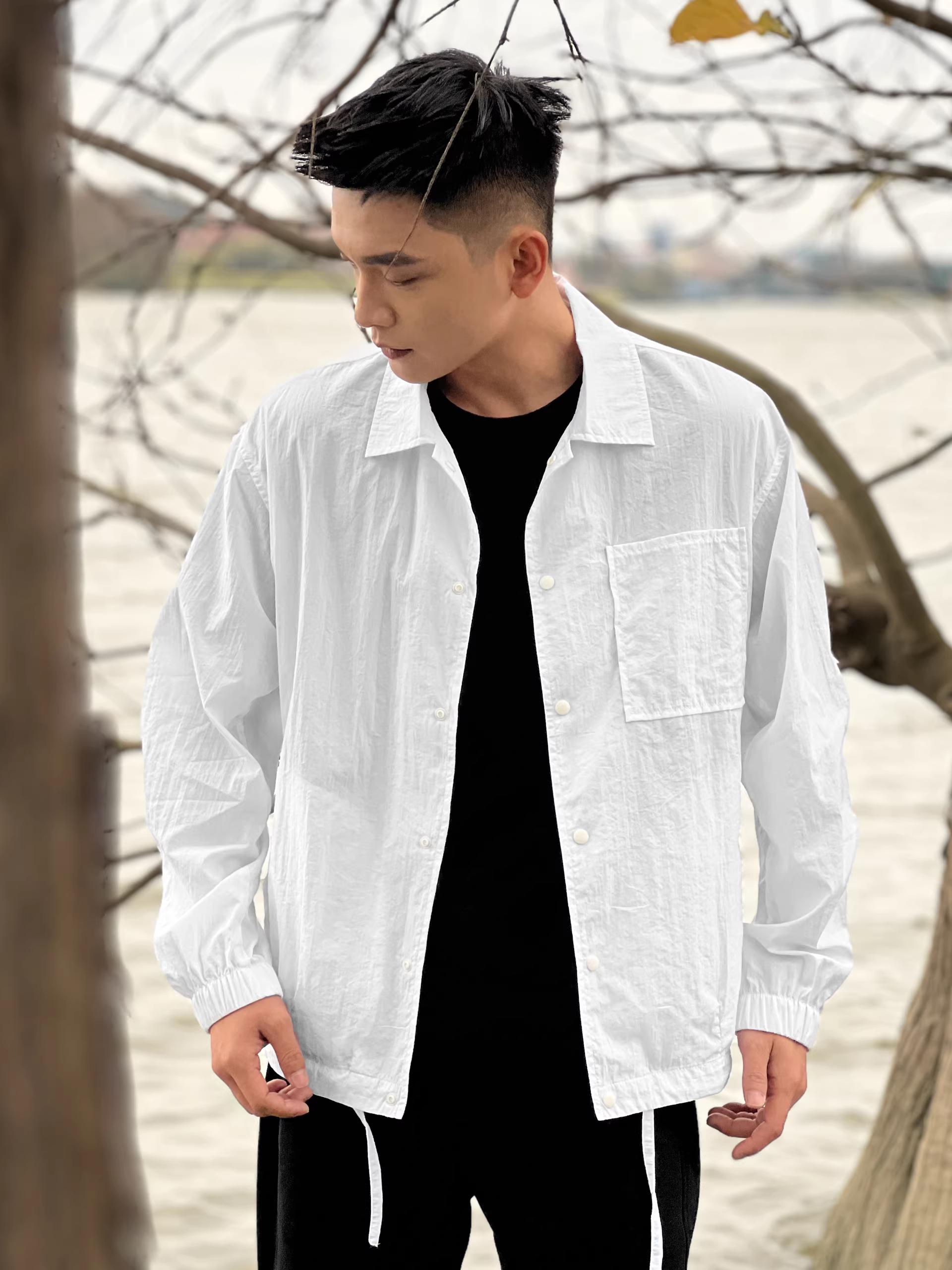 Trang phục số 22 [Thẩm mỹ tối giản] Quần áo chống nắng ngoài trời mùa hè UPF50+ Áo sơ mi có kết cấu vi mô cao cấp