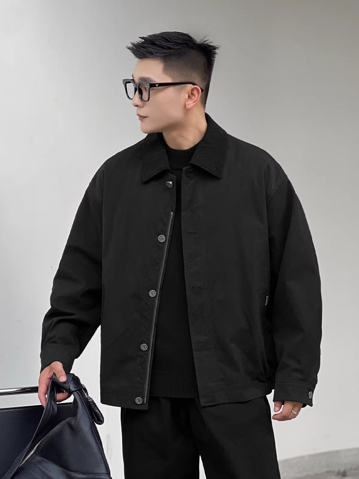 Số 22 mặc áo khoác cotton kiểu Barn dành cho nam, áo khoác mùa đông bằng vải nhung dày dặn có lớp lót bông ấm áp.