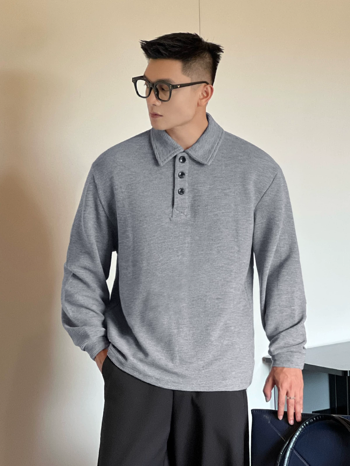 Áo Polo Nam Phong Cách Old Money Số 22, Thu Đông, Áo Lót Tay Dài Cao Cấp Có Họa Tiết Trên Cổ Áo.