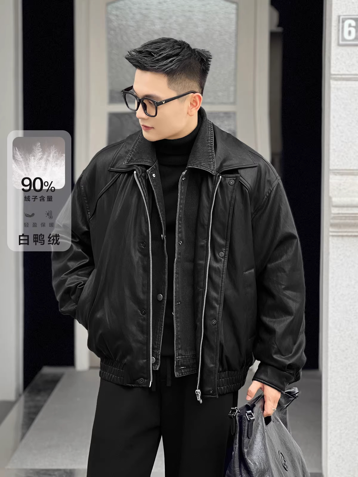 Số 22 mặc áo khoác lông vũ giả hai mảnh cao cấp, tiêu chuẩn quốc gia mới, màu trắng, chất liệu lông vịt, thiết kế ấm áp dành cho nam.