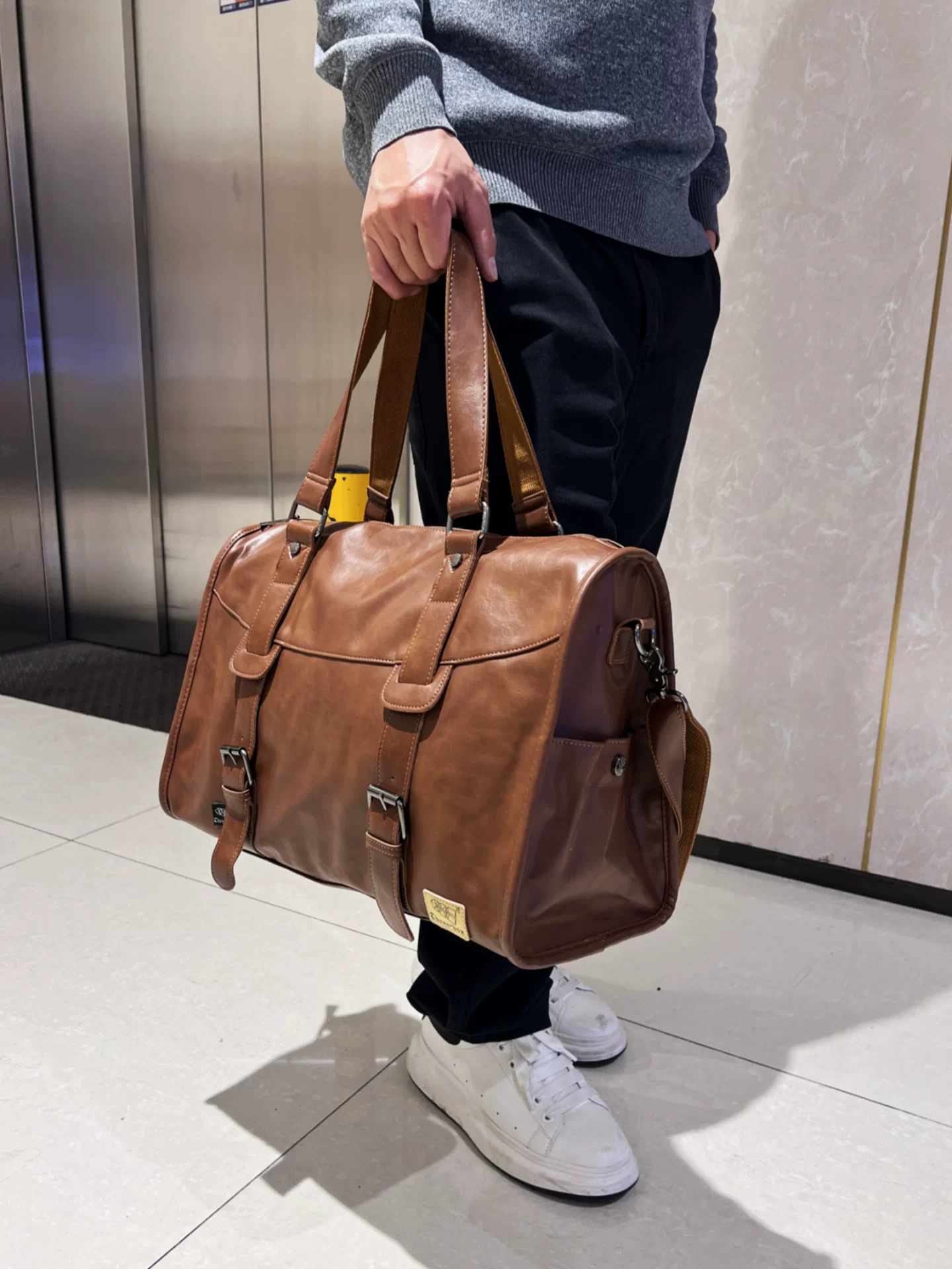 Ba hộp túi xách da cổ điển, túi du lịch nam cỡ lớn, túi đeo chéo, túi đựng laptop