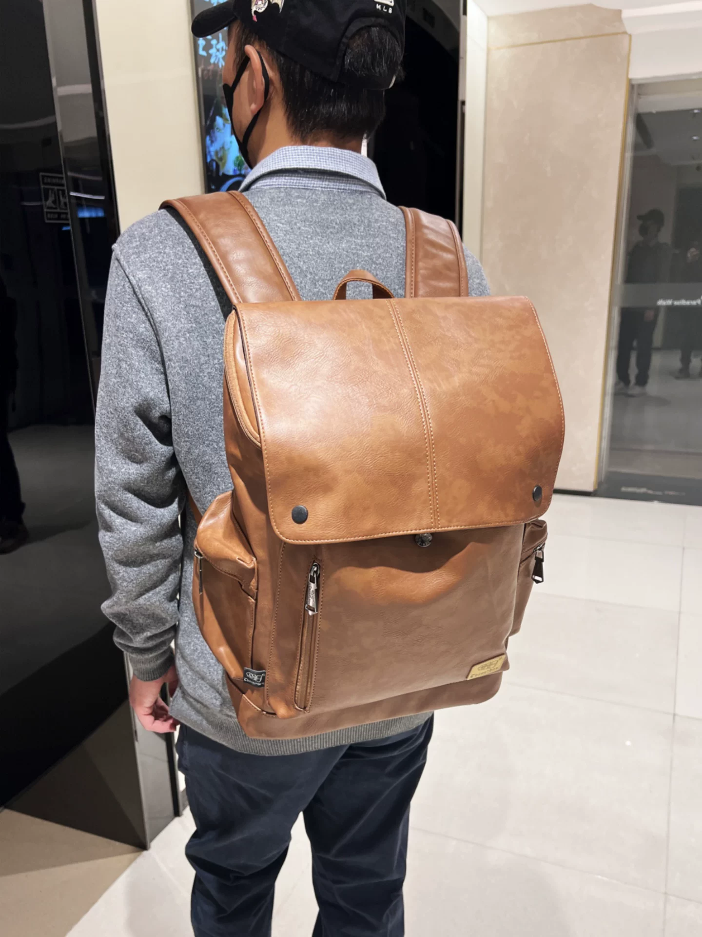 Ba lô da PU nam thời trang Hàn Quốc 2026, ba lô du lịch cỡ lớn, phong cách giản dị, dành cho sinh viên, đại học, trường học