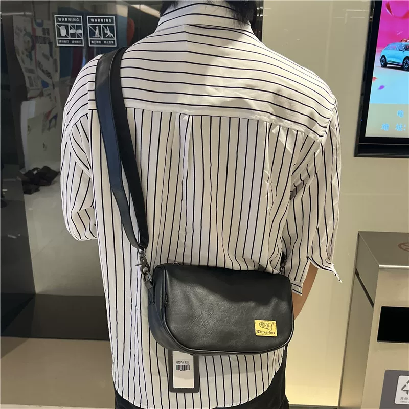 Túi đeo vai nam phong cách Hàn Quốc Nhật Bản ba ngăn, túi đeo chéo nam thời trang cá tính, túi điện thoại có khóa kéo cổ điển