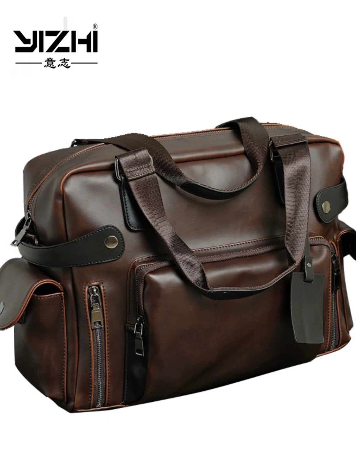 Túi xách nam da ngựa điên mẫu mới 2025, túi đeo chéo retro, túi du lịch, dung tích lớn, chất liệu da PU thời trang