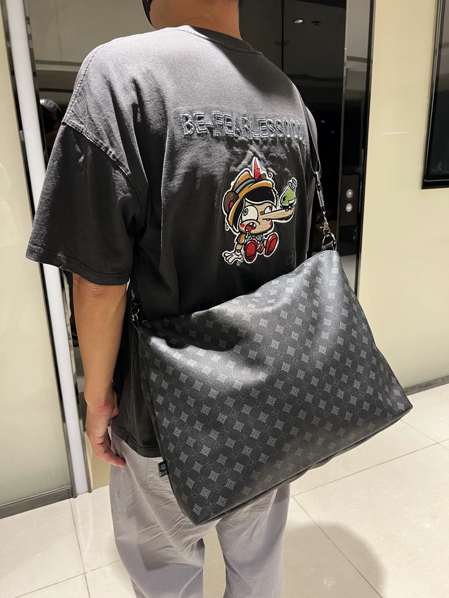 Ba hộp túi đeo vai nam họa tiết cổ điển thời trang, túi đeo chéo thông thường, ba lô sức chứa lớn, túi xách nam đơn giản dành cho giới trẻ